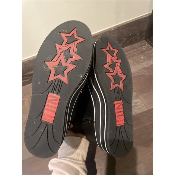 iijin Women High Top Leather Platform Sneakers Size 36 Black - Picture 7 of 8